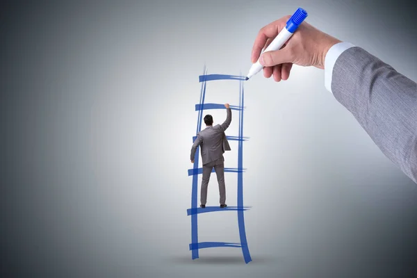 Businessman climbing career ladder in business concept — Stock Photo, Image