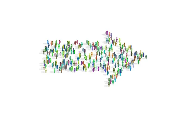 Illustration showing many people in arrow shape - 3d rendering — Stock Photo, Image