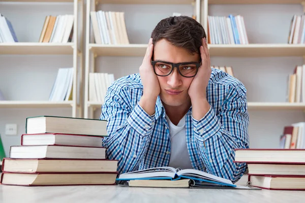 Giovane studente che studia con i libri — Foto Stock