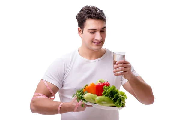 Homem no conceito de alimentação saudável — Fotografia de Stock