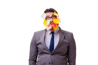 Birçok hatırlatıcıya sahip iş adamı beyazda izole edildi