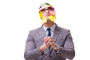 Birçok hatırlatıcıya sahip iş adamı beyazda izole edildi