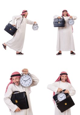 Arap adam beyaz üzerinde zaman kavramı