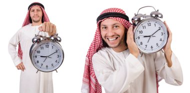 Arap adam beyaz üzerinde zaman kavramı