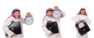 Arap adam beyaz üzerinde zaman kavramı