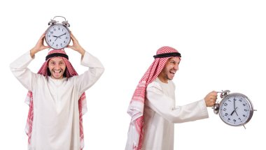 Arap adam beyaz üzerinde zaman kavramı