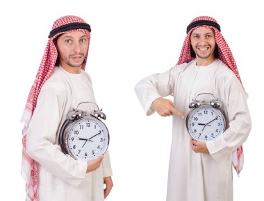 Arap adam beyaz üzerinde zaman kavramı