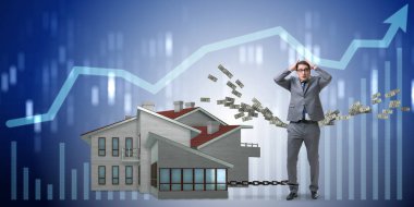 Mortgage borç finansmanı konsepti işadamı