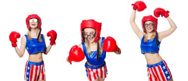 Beyaz tenli komik boksör.