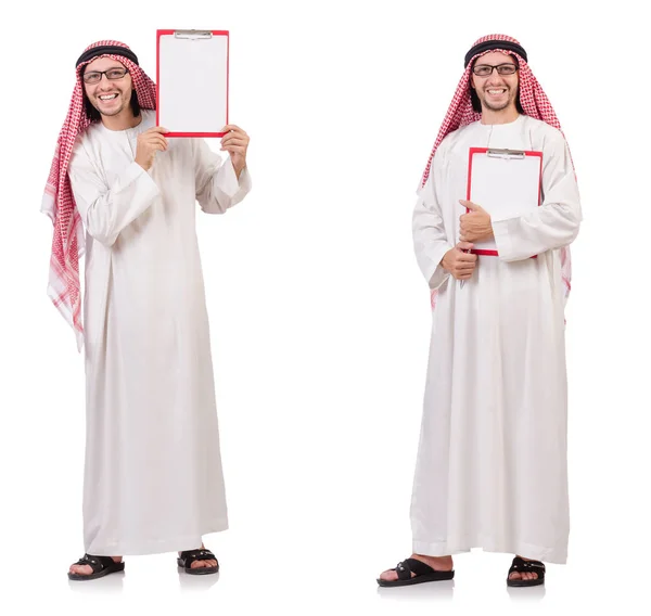 Homme arabe avec liant isolé sur blanc — Photo