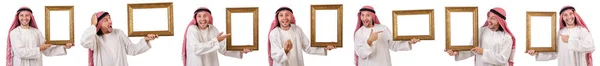 Arab with picture frame on white — Stock Photo, Image