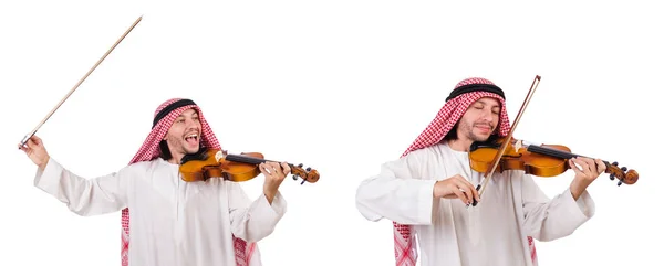 Arab man playing violing on white — Stock Photo, Image