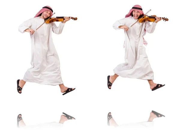 Homem árabe jogando violando no branco — Fotografia de Stock