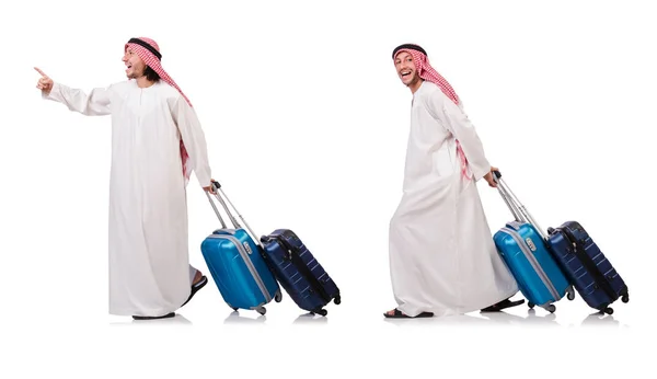 Arabische man met bagage op wit — Stockfoto