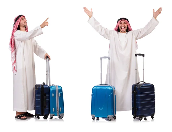 Hombre árabe con equipaje en blanco —  Fotos de Stock