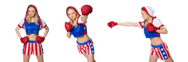 Boxer femminile isolato sullo sfondo bianco — Foto Stock