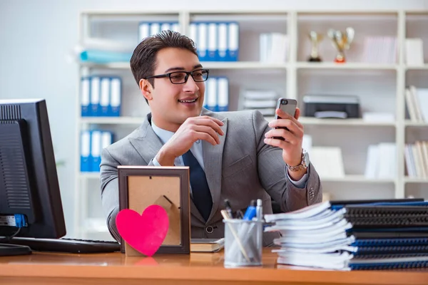 Businessman in saint valentine concept in office — Stock Photo, Image