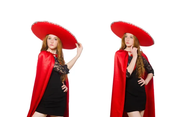 身穿白色红色衣服的墨西哥妇女 — 图库照片