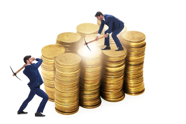 Cryptocurrency concept with businessman mining money — Stock Photo, Image