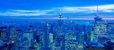 Günbatımında New York Manhattan manzarası