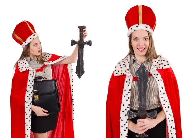 Beyaz izole taç giyen Businesslady