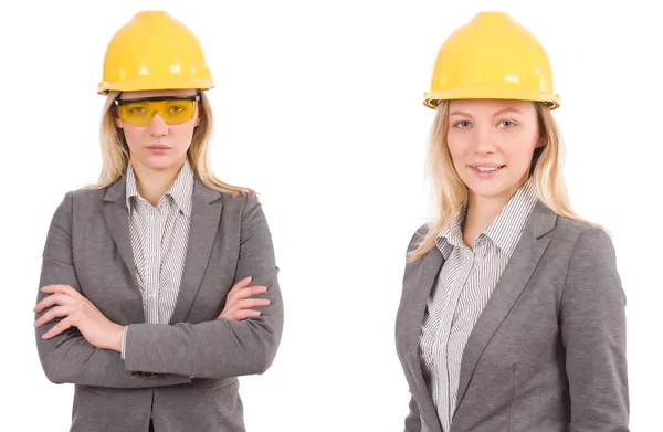 Femme architecte isolé sur blanc — Photo