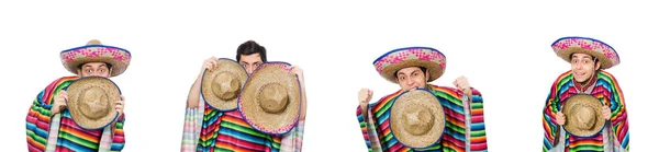 Grappige Mexicaanse dragen poncho geïsoleerd op wit — Stockfoto