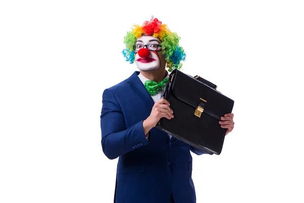 Lustige Clown Geschäftsmann isoliert auf weißem Hintergrund — Stockfoto