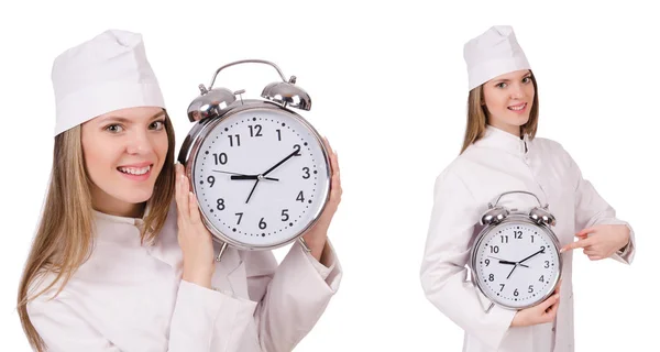 Woman doctor missing her deadlines Royalty Free Stock Images