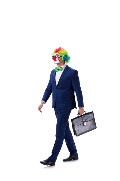 Grappige clown zakenman geïsoleerd op witte achtergrond — Stockfoto