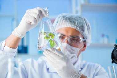 Laboratuvarda bilim adamıyla biyoteknoloji kavramı