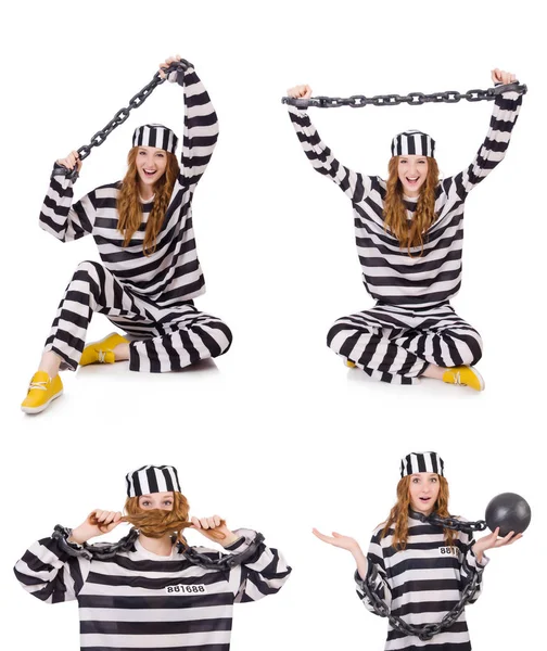 Kostým vězeňkyně izolované na bílém — Stock fotografie