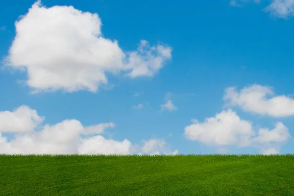 Wolken lucht en groen gras in de natuur concept — Stockfoto