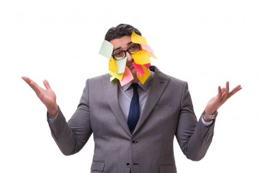 Birçok hatırlatıcıya sahip iş adamı beyazda izole edildi