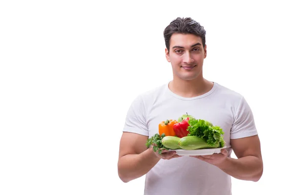 Homem no conceito de alimentação saudável — Fotografia de Stock