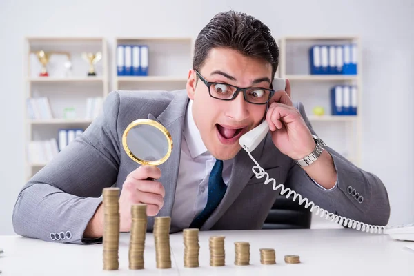 Businessman with golden coins in business growth concept — Stock Photo, Image