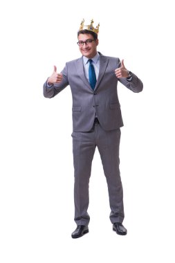 Kral işadamı beyaz arka planda izole edilmiş
