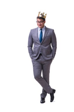 Kral işadamı beyaz arka planda izole edilmiş