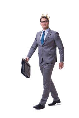 Kral işadamı beyaz arka planda izole edilmiş