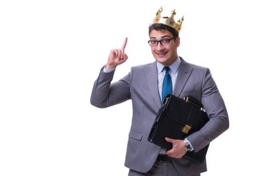 Kral işadamı beyaz arka planda izole edilmiş