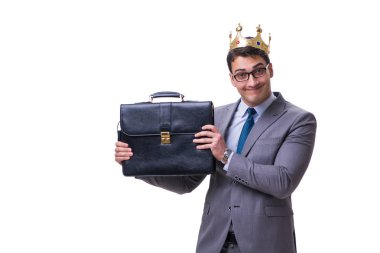 Kral işadamı beyaz arka planda izole edilmiş