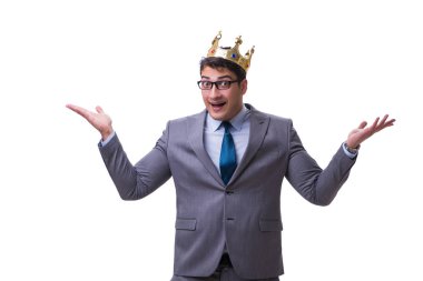 Kral işadamı beyaz arka planda izole edilmiş