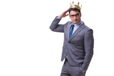 Kral işadamı beyaz arka planda izole edilmiş