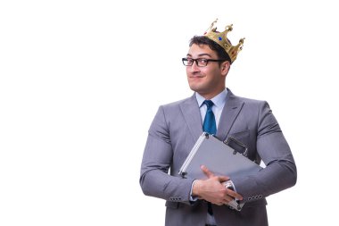 Kral işadamı beyaz arka planda izole edilmiş