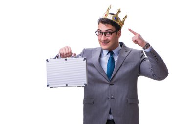 Kral işadamı beyaz arka planda izole edilmiş