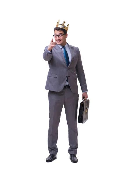 Rey hombre de negocios aislado sobre fondo blanco — Foto de Stock