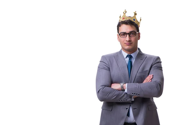 König Geschäftsmann isoliert auf weißem Hintergrund — Stockfoto