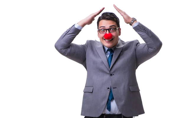 Lustige Clown Geschäftsmann isoliert auf weißem Hintergrund — Stockfoto