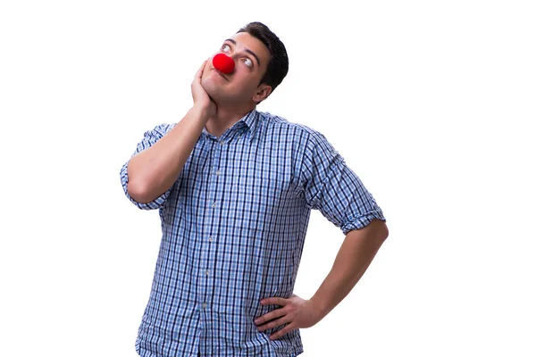 Beyaz arka planda izole komik bir palyaço.