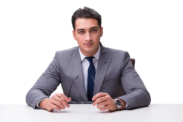 Joven empresario aislado sobre fondo blanco — Foto de Stock